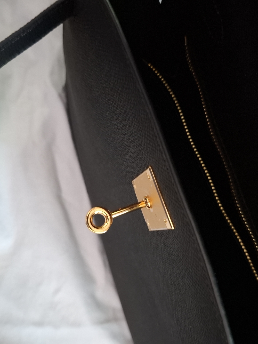 Structured Top-Handle Women's Bag in Black with Gold Hardware - Picture 4 of 6